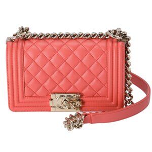 CHANEL Le Boy Matelasse Shoulder Bag A67085 Pink Lambskin